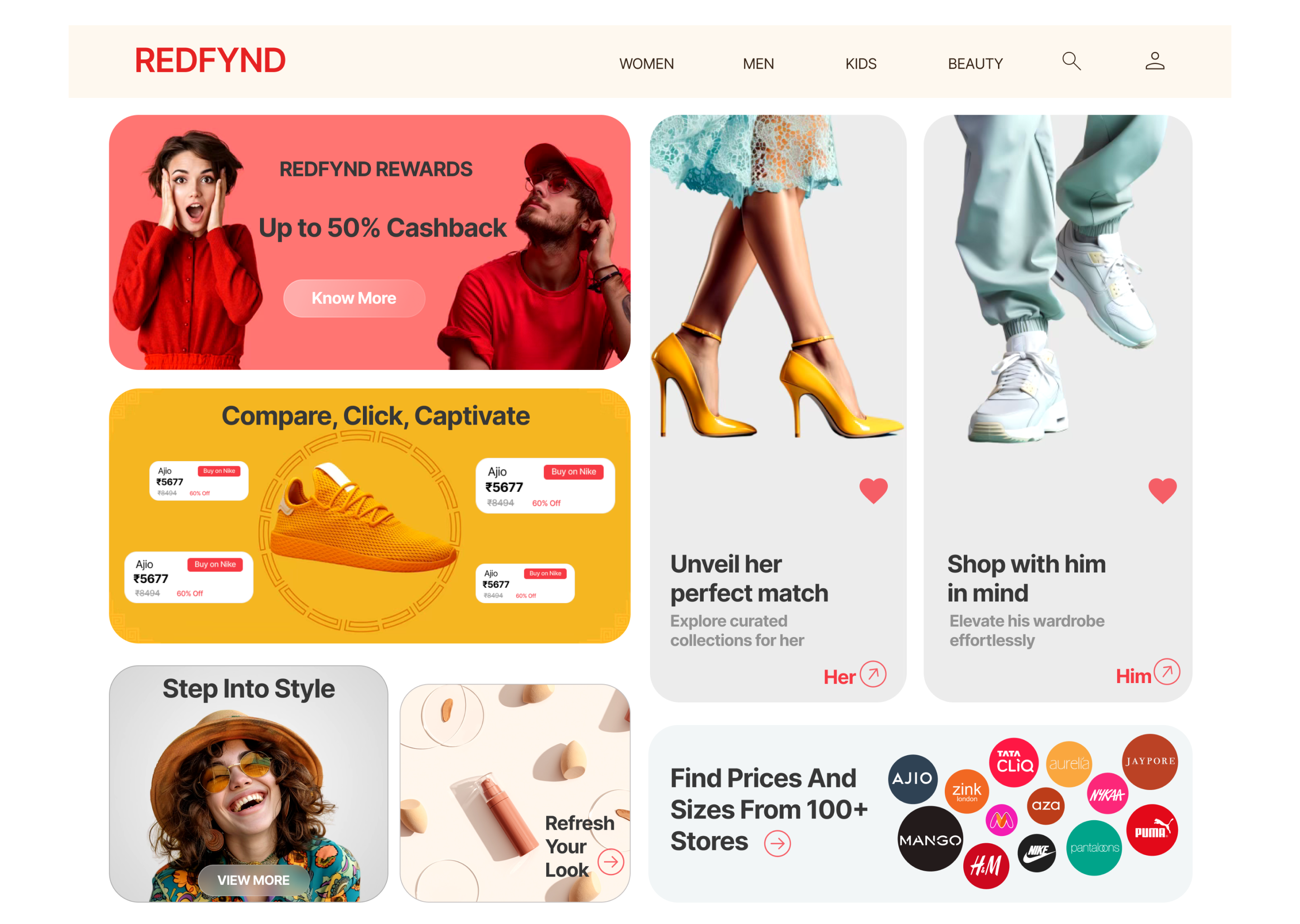 Redfynd – Smart Fashion Discovery app branding design graphic design ui ux vector