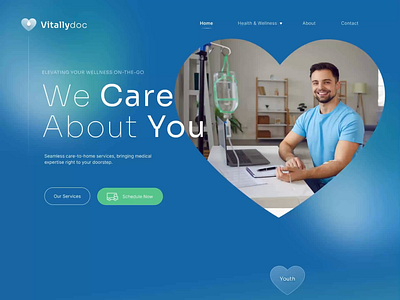 VitallyDoc - Website for Wellness Company aesthetic animation blue branding clean graphic design heart ui ux webdesign wellness