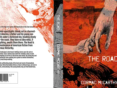 'The Road' by Cormac McCarthy book cover collage dystopian gel print graphic design handdrawn illustration mockup novel photoshop post apocalypic print design publishing sci fi self initiated typography