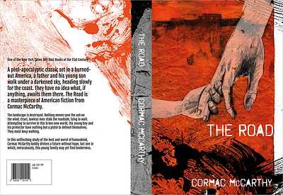'The Road' by Cormac McCarthy book cover collage dystopian gel print graphic design handdrawn illustration mockup novel photoshop post apocalypic print design publishing sci fi self initiated typography
