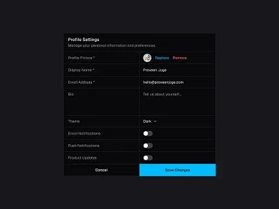 Dark Settings 🌙 button design minimal saas settings switch table ui web design