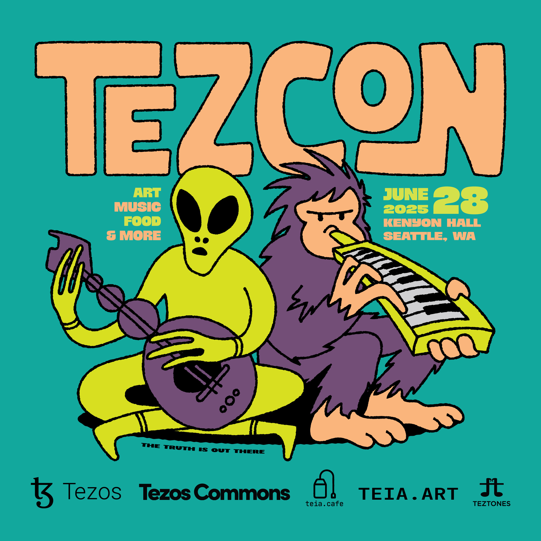Tezcon Poster design gigposter hand drawn illustration mightymoss tezcon tezos typography