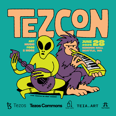 Tezcon Poster design gigposter hand drawn illustration mightymoss tezcon tezos typography
