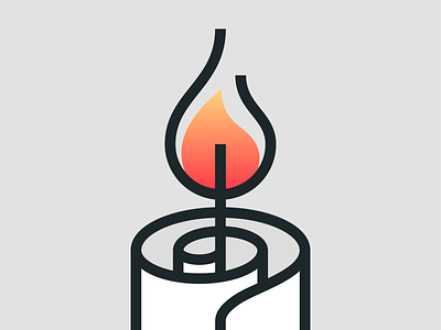 Paper Candle! app brand branding burning candle fire flame icon illustration illustrations light lineart logo logo design mark minimal monoline paper saas symbol