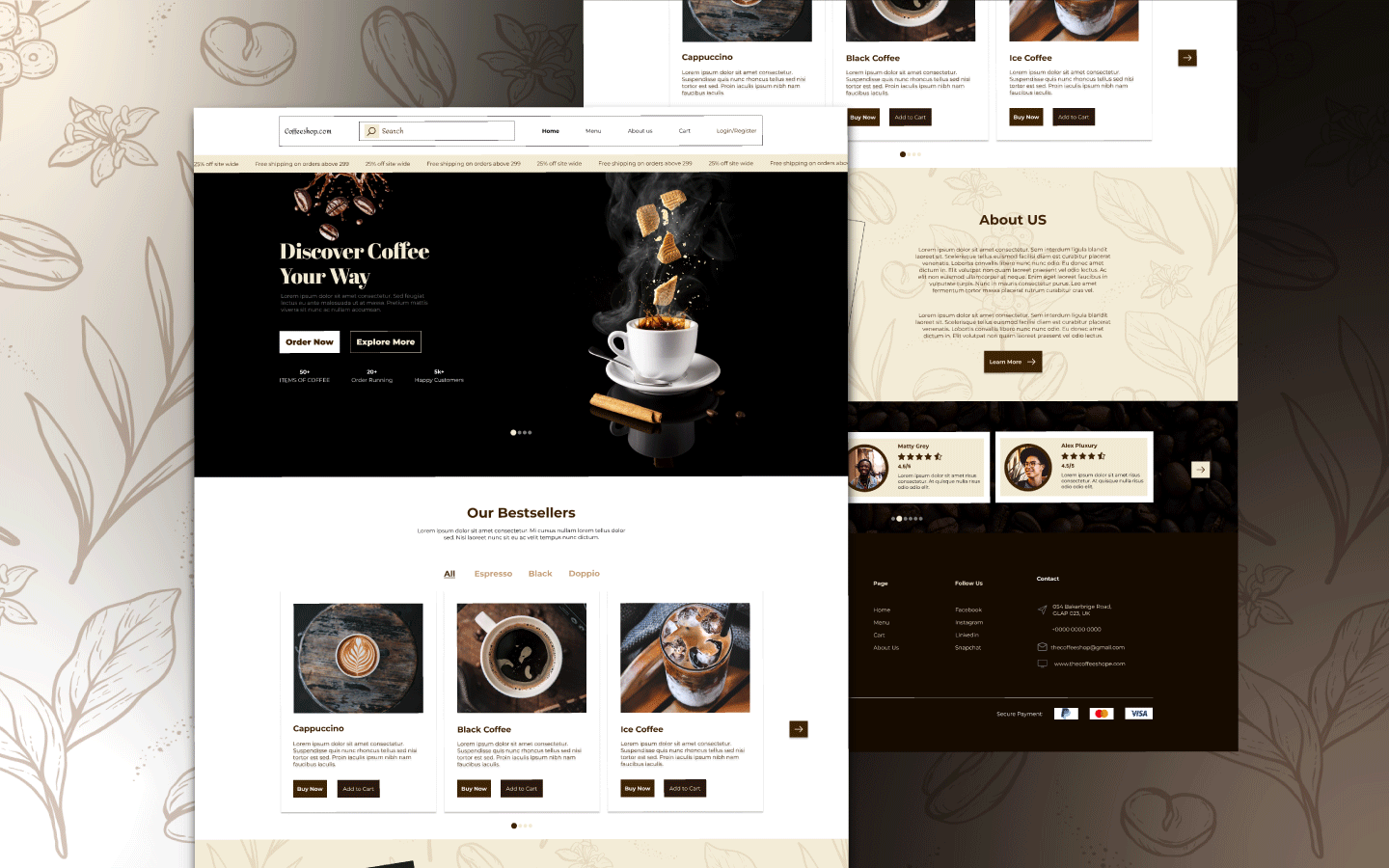 Coffeshop Website Design ui uiux design web website design