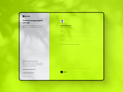 Consultation request - landing page accordion boo a call booking clean consultation contact form design form landing page layout minimal product design request ui ux visual design web website