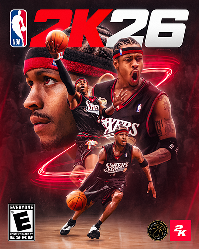 Allen Iverson NBA 2K26 Cover Concept 2k 2k26 allen iverson basketball design gfx graphic design nba philadelphia 76ers sports design
