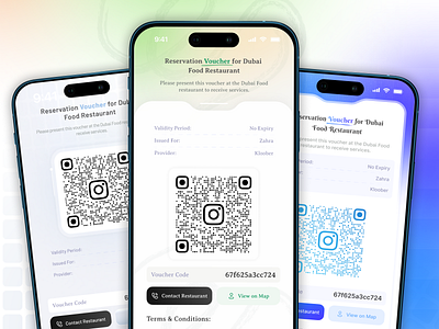 Reservation Voucher UI — Mobile Ticket Design branding light mood minimal minimaldesign mobileapp qrcode reservation ui