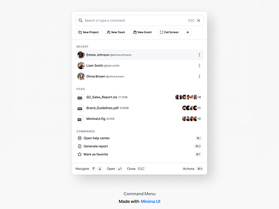Command Menu cmd command menu design menu quick actions ui ui design uiux user experience user interface ux web design