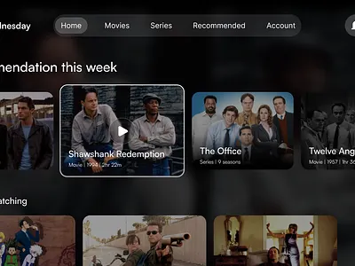 Daily UI 025 - TV app interface app daily 100 challenge daily ui daily ui 025 dark theme design glass morphism minimal design movie series streaming app tv tv interface ui ux