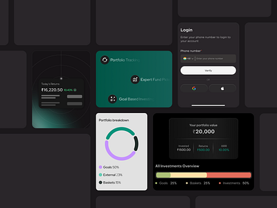 Fintech, Reimagined in Pixels. app card ui cards clean ui dark theme design fintech fintech app portfolio ui ux