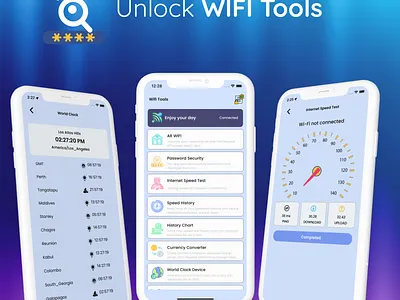 UnWiFiTools currency converter mobile app sppedtest ui design unlockwifi
