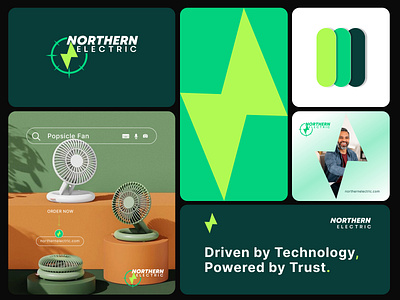 Logo Design for Northern Electric branding color current design electric electronics energy fan graphic design graphicdesign illustration light logo logotype minimal northern power simple logo solar spark