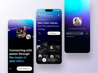 ✦ AUDIO SOCIAL APP app clean concept dark design social ui