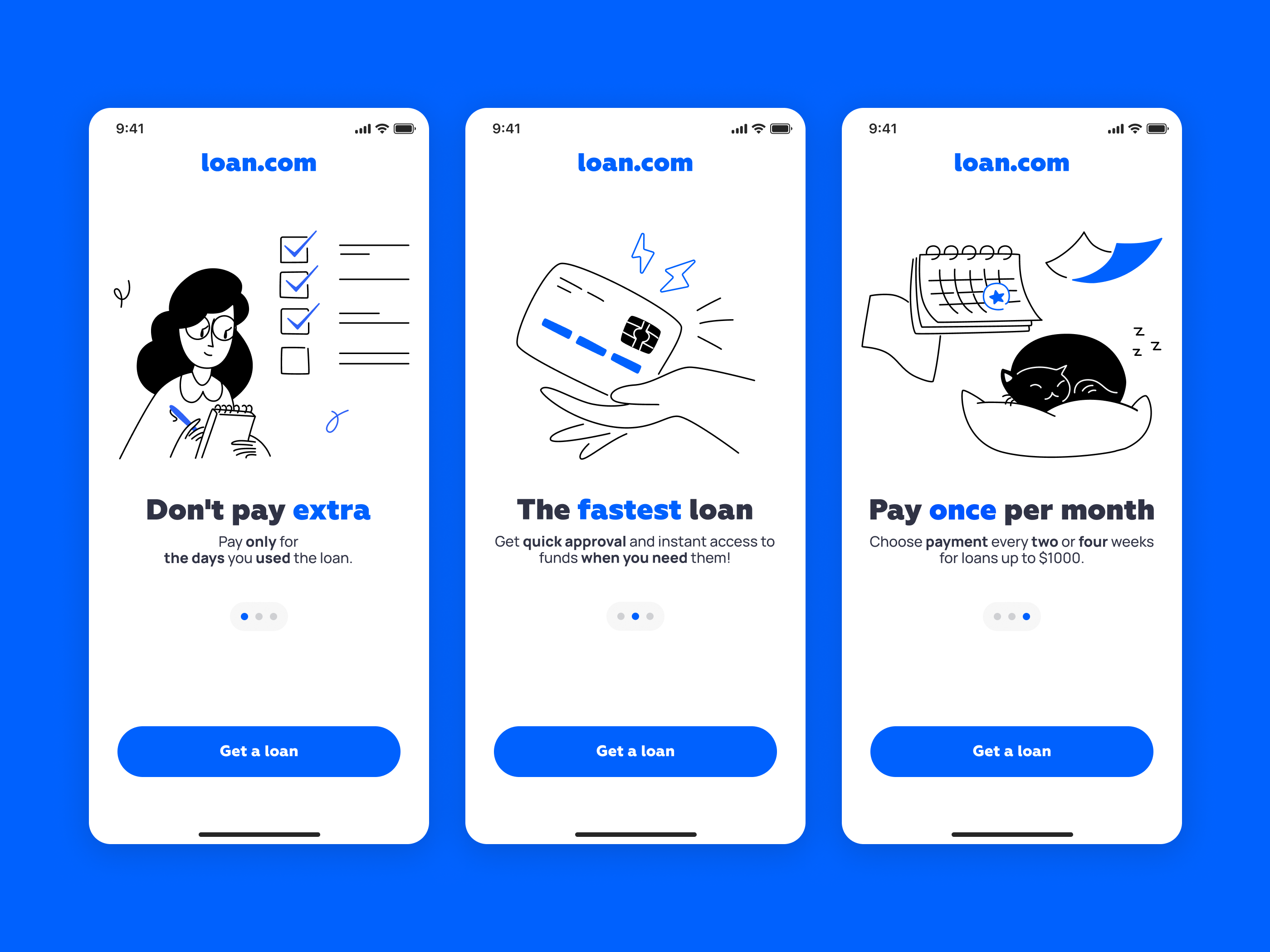 Fintech Mobile App Onboarding, Illustrations | Loan.com