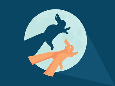 Lunar New Year chris rooney fingers glow hand hare illustration light lunar new year moon rabbit shadow spotlight wall year year of the rabbit