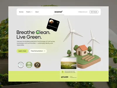 EcoStar - Sustainable Windpower Web Header 3d eco green sustainable ui ux web webdesign