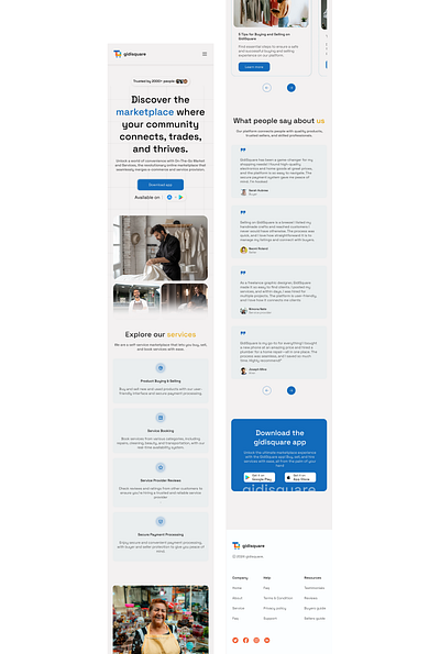 Market community landingpage(mobile view) landing page template ui user interface web