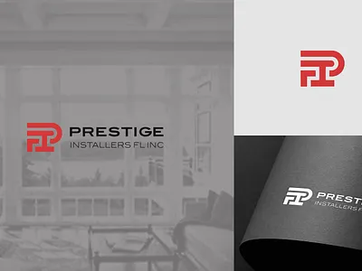Minimal Modern Letter P and I PRESTIGE INSTALLATION CONTRUCTION branding construction design graphic design illustration initial installation logo minimal pi typography ui ux vector