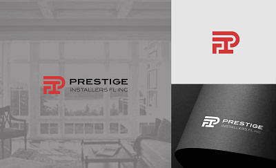 Minimal Modern Letter P and I PRESTIGE INSTALLATION CONTRUCTION branding construction design graphic design illustration initial installation logo minimal pi typography ui ux vector