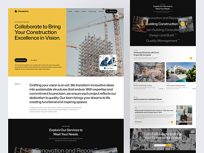 Construction Company Website Design architecture builder building construction contractor design house industrial property real estate service ui ui kit ux