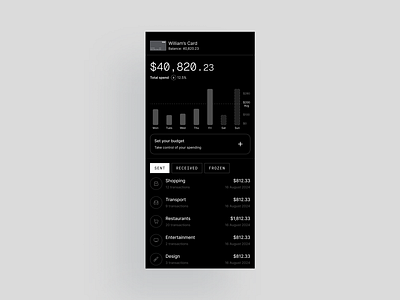 DRK MODE banking Screen black mobile ui ux white