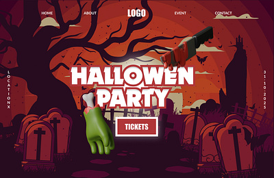Halloween Party Concept Landing Page design typography ui ux web web design