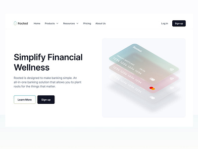 Rooted credit card credit cards creditcards finance finance landing page finance website financialgoals goaltracking hero landing page landingpage login money rooted signup simple simple finance design simplify simplify financial wellness website