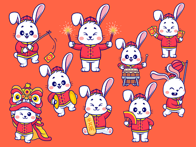 Happy Lunar New Year🐰🏮🧧#chinesenewyear #yearofrabbit angpao animals china chinese new year cute dragon fire gong xi facai icon illustration logo lunar new year music new year 2023 pet poses rabbit year of rabbit