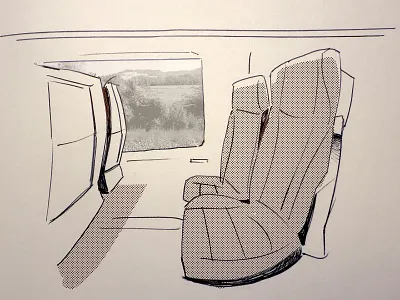 Working on a Train drawing illustration ink sketch train warmup workspace