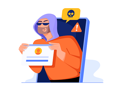Hacker_Microsoft boy character computer cybersecurity data flat hacker illustration information man minimal people privacy security steal tech threat uran vector