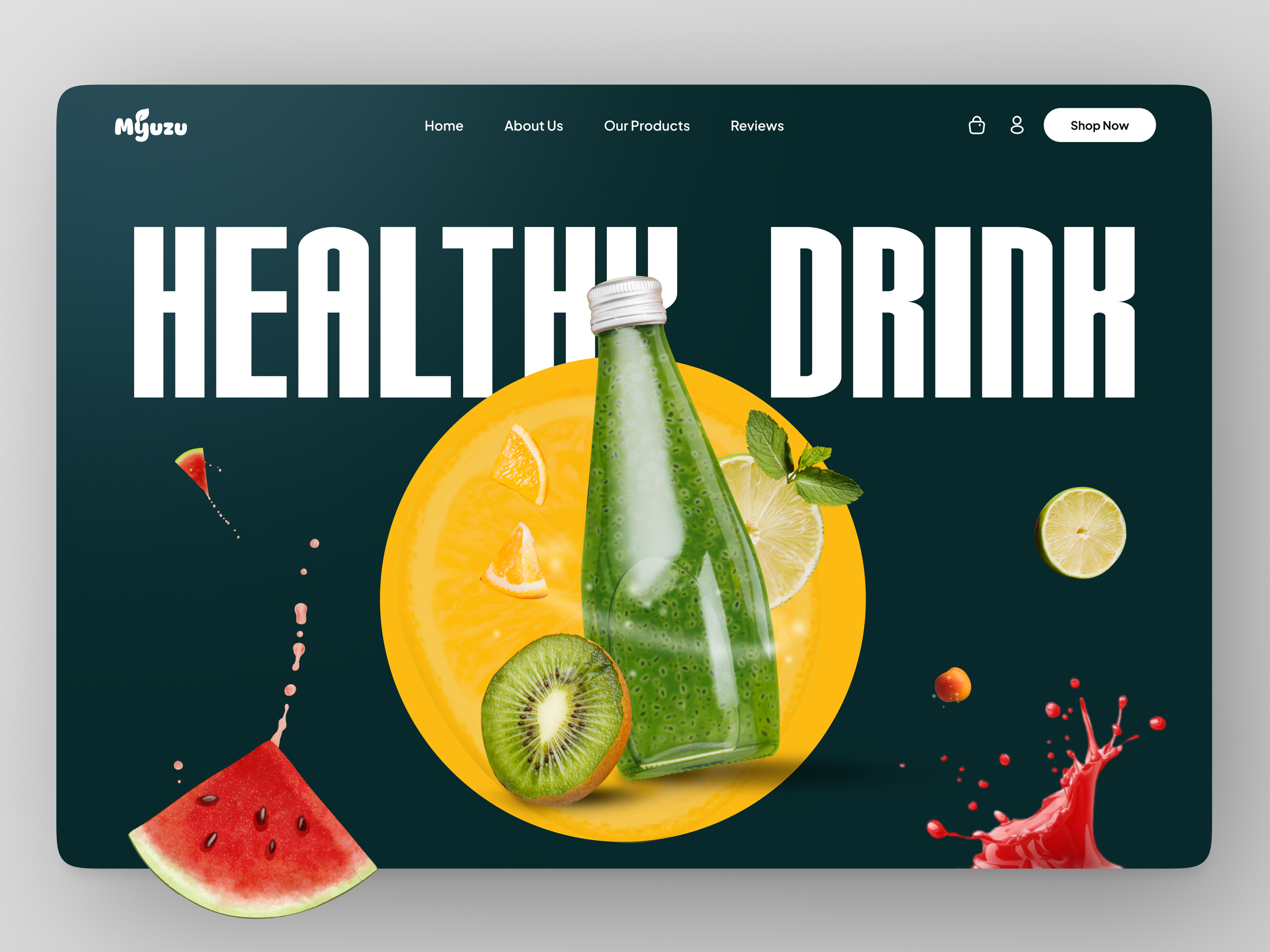Healthy Drink Landing Page Header design figma fresh juice fruit graphic design header header design healthy healthy drink landing page landing page design marketplace minimal ui website