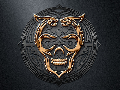 The Skull Seal design gold graphic design illustration illustrator metal mockup seal skull tribal