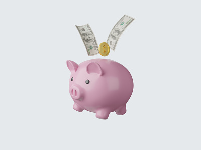 Piggy Bank 3D Icon 3d bank blender coin deposit design dollar finance graphic design icon illustration money piggy pink save ui