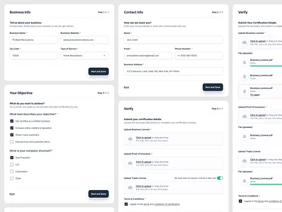 Multi-Step Business Verification UI b2bsaas cleanui dashboarddesign minimalui multistepform onboardingflow productdesign productdesigner saasdesign saasplatform saasui uiuxdesign useronboarding webapplication