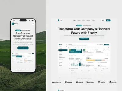 Flowly - Financial Management Landing Page [Home Page - Mobile] clean design clean website design finance finance landing page finance management finance web landing page saas landing page saas website ui ui design uiux web website