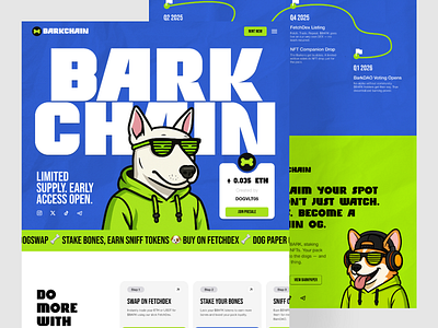 Web3 Meme Token Landing Page Design blockchain blockchainart cryptoart cryptobranding cryptocommunity cryptodesign cryptographics cryptoillustration defi digitaldesign dogecoin illustrationdesign landingpagedesign memecoin memetoken nftart nftcommunity tokenomics web3 web3design