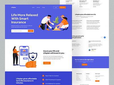 Insurance Landing Page agent broker business insurance clean color company profile consultant corporate design finance illustration insurance insurance company interface landing page life insurance products protection ui website
