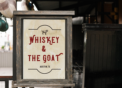 Whiskey & The Goat, Austin TX aesthetic branding design graphic design logo menu design product design restaurant small business vintage whiskey whisky