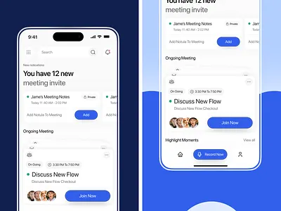 Notula – AI Notes & Summary App ai ai notetaker animation clean design meeting mobile app mobile design notetaker ui ux