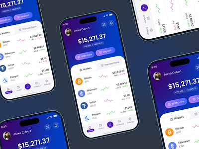 Crypto Wallet App – Dark UI Concept app design best mobile app design crypto crypto design crypto exchange crypto wallet app cryptoapp dashboard design finance financeui fintech ios mobile app mobiledesign ui design uiux user interface wallet app