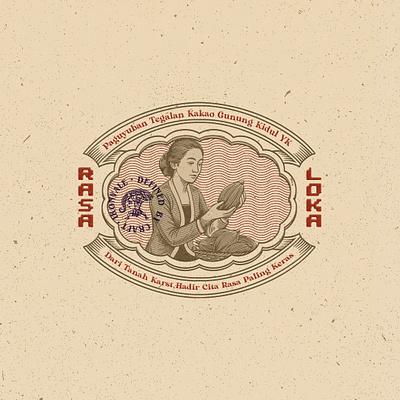 Vintage Hand Drawn kakao Logo Illustration RASALOKA branding graphic design logo