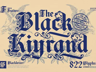 Black Kiyrand Typeface blackletter design font fonts letteing typeface