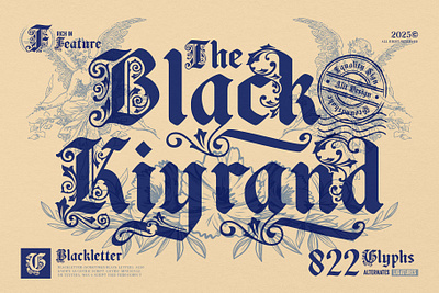 Black Kiyrand Typeface blackletter design font fonts letteing typeface
