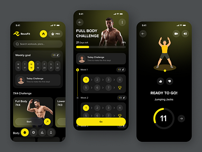 Workout & Fitness App UI Concept activity coach concept design exersise fitness gradient gym health mobile mobile app motivation neon sport tracker training ui ux wellness workout