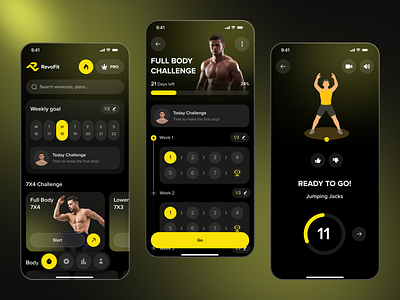 Workout & Fitness App UI Concept activity coach concept design exersise fitness gradient gym health mobile mobile app motivation neon sport tracker training ui ux wellness workout