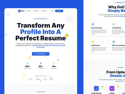 🚀 DoCV, AI Resume Builder colorful ui user experience ux web design