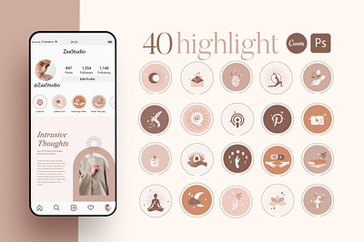 Wellness / Health Instagram Highlight Template branding canva design graphic design highlight instagram template wellness