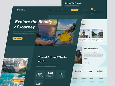 Travelling Services Landing Page Website adventure booking booking app destination home page landing page outdoor tourism travel travel agency travel app travel booking travel landing page travelling trip ui ux vacation web design website design