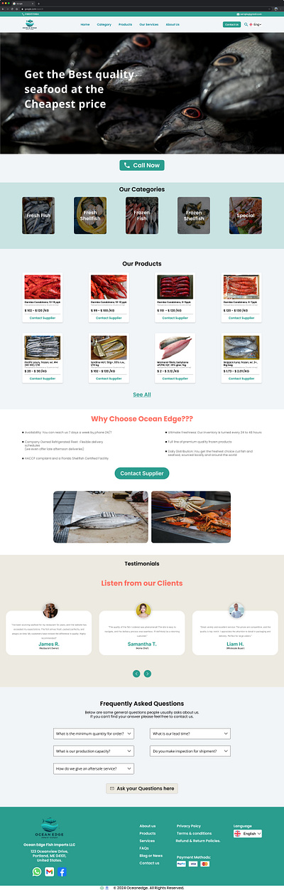Modern Website Design for a Global Fish Exporter figma fish importer product design ui ui design uiux user experience user interface website